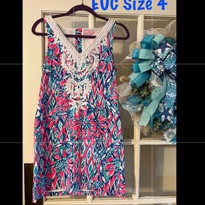 Lily Pulitzer tropical midi pink blue ready for vacation or party beach wedding